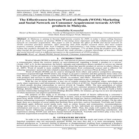 The Effectiveness between Word-of-Mouth (WOM) Marketing and Social Network on...