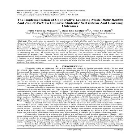 The Implementation of Cooperative Learning Model Rally Robbin And Fan-N ...