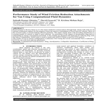 Performance Study of Wind Friction Reduction Attachments for Van Using Comput...