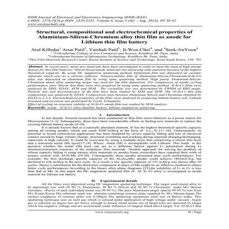 Structural, compositional and electrochemical properties of Aluminium-Silicon...