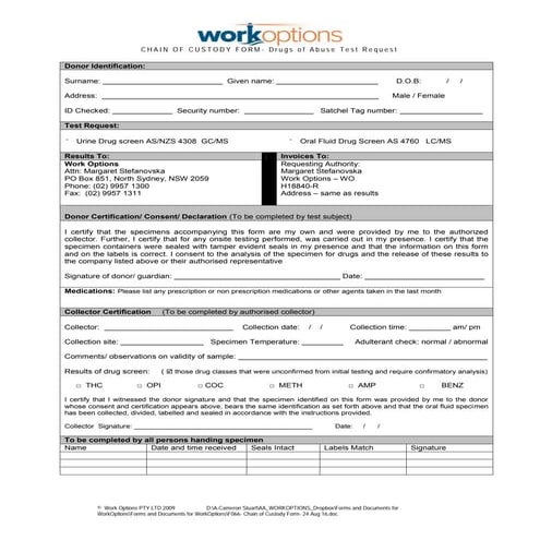 F066 Chain of Custody Form | PDF