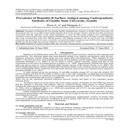 Prevalence of Hepatitis B Surface Antigen among Undergraduate Students of Gom...
