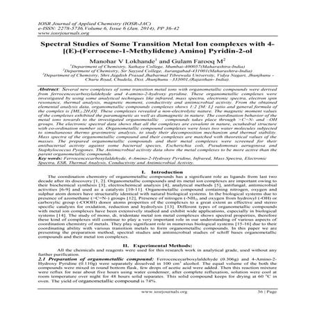 Spectral Studies of Some Transition Metal Ion complexes with 4-[(E)-(Ferrocen...