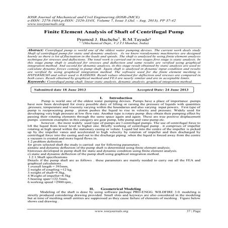 Finite Element Analysis of Shaft of Centrifugal Pump | PDF