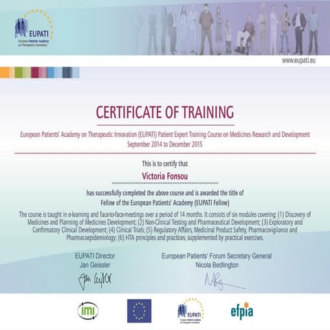 EUPATI Certificate Fonsou | PDF