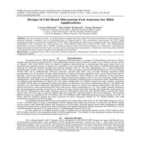 Design of Uhf Band Microstrip-Fed Antenna for Rfid Applications