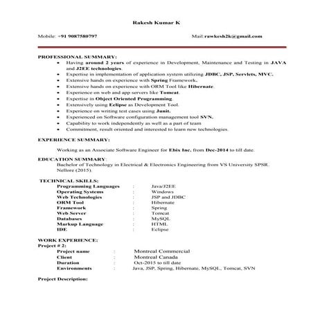 Rakesh's Resume