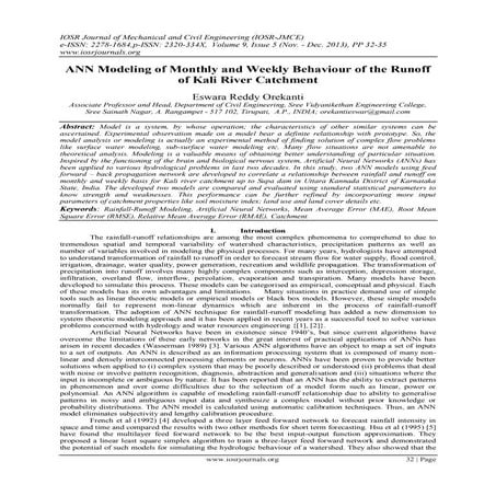 ANN Modeling of Monthly and Weekly Behaviour of the Runoff of Kali River Catc...