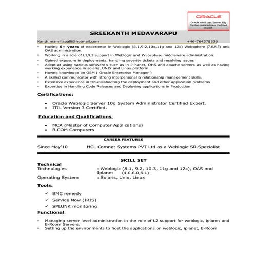Sreekanth_Weblogic and Websphere Profile