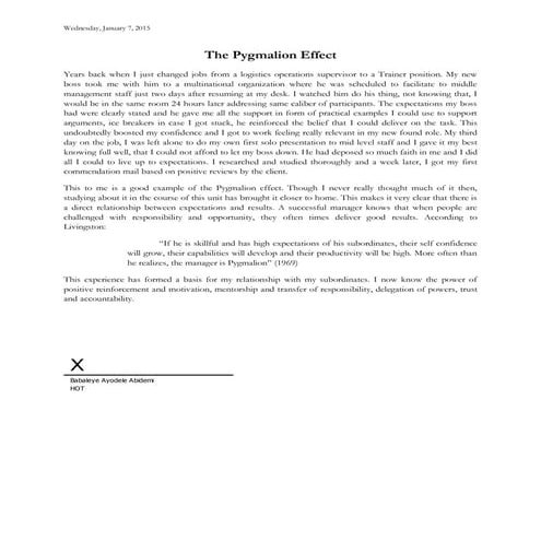 Pygmalion Effect | PDF