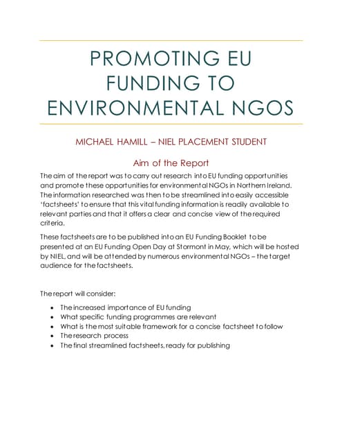 NIEL Placement Report