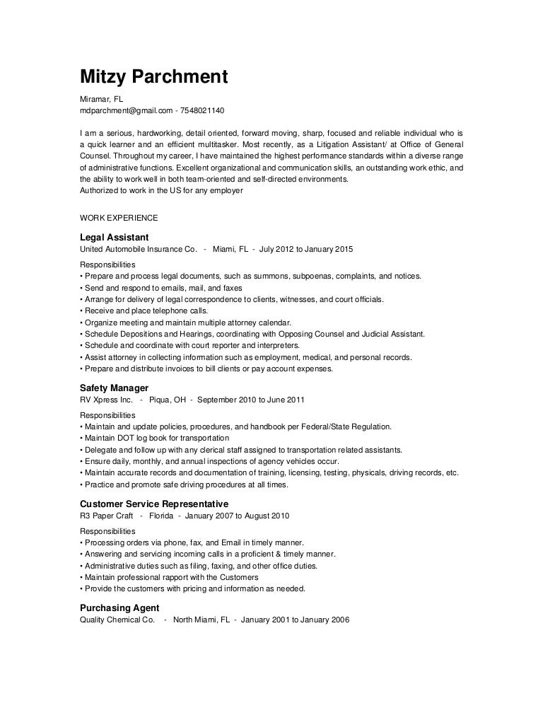 MitzyParchment Resume 2015