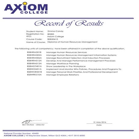 Diploma in HRM - Emma Candy | PDF