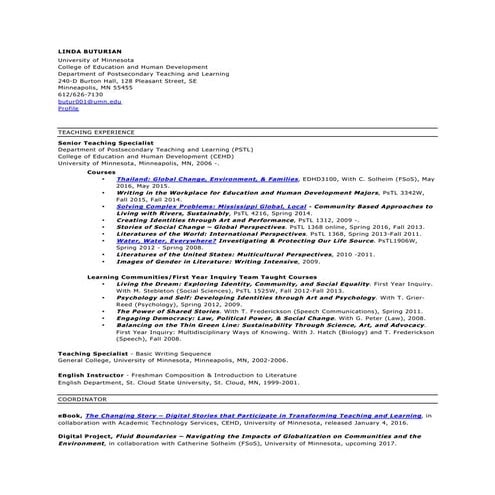 CurriculumVitaLindaButurianFeb2016