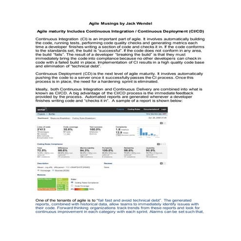 AgileMaturityIncludesContinuousIntegrationContinuousDeployment 