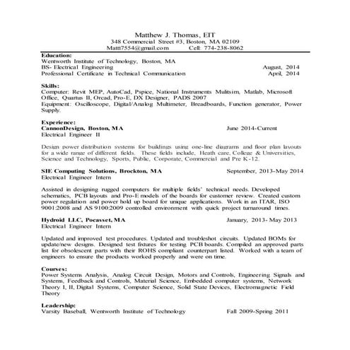 Matt Thomas Resume