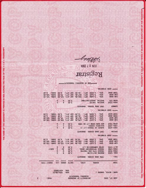Offical Transcripts | PDF