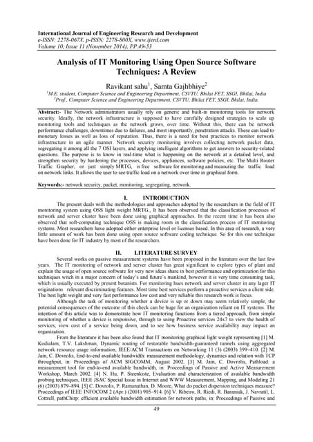 Analysis of IT Monitoring Using Open Source Software Techniques: A Review