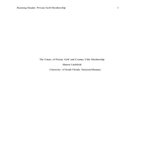 Future of Private Golf and Country Club Memberships