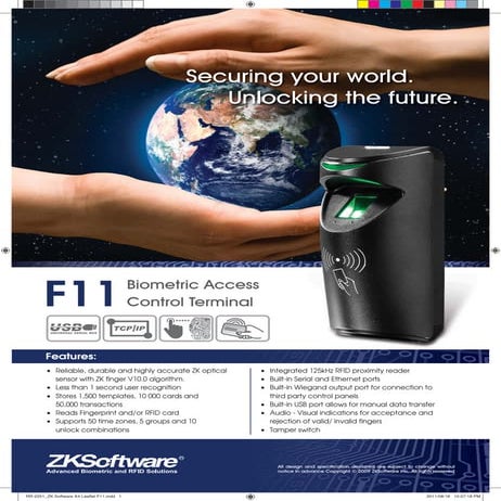ZKSoftware F11 Access control terminal | PDF