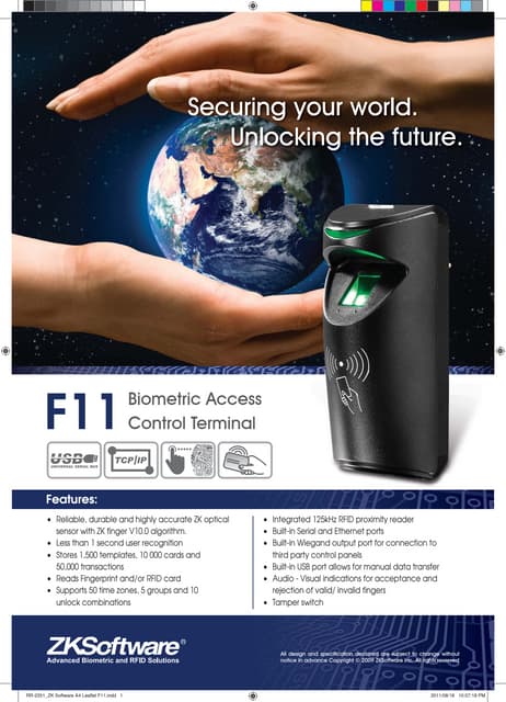 ZK54 Biometric Access Control Terminal | PDF | Operating Systems ...