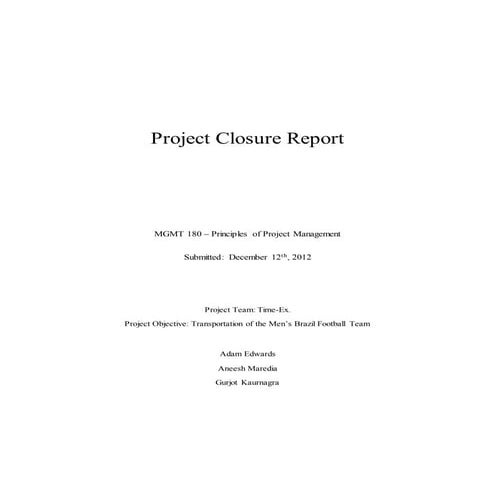 Project Closure Report