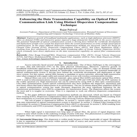 Enhancing the Data Transmission Capability on Optical Fiber Communication Lin...