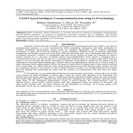 VANET based Intelligent TransportationSystem using Li-Fi technology