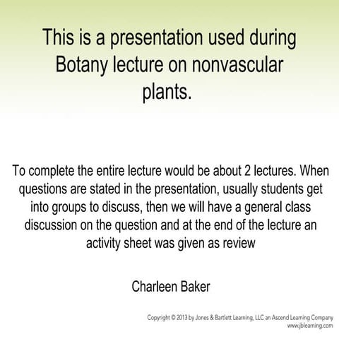 Charleen Baker - Botany Lecture - Lecture