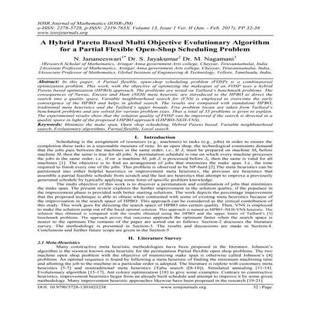 A Hybrid Pareto Based Multi Objective Evolutionary Algorithm for a Partial Fl...