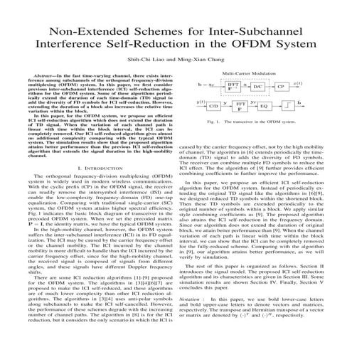 Non-Extended Schemes for Inter-Subchannel