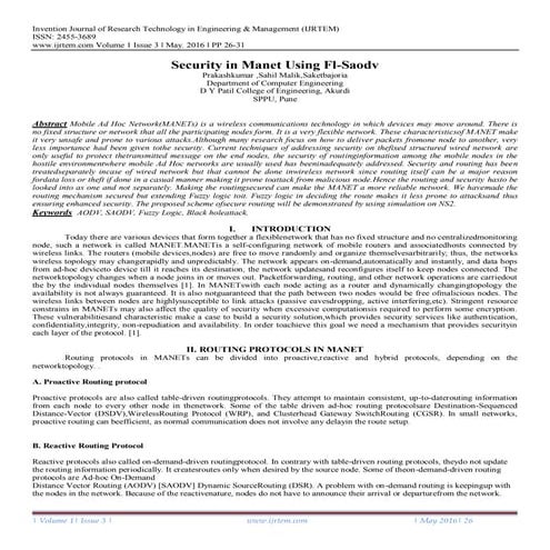 Security in Manet Using Fl-Saodv