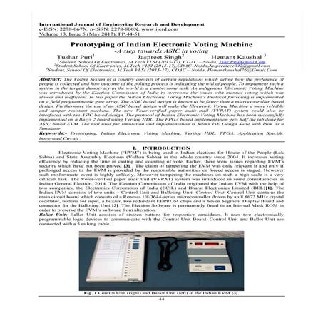 Prototyping of Indian Electronic Voting Machine
