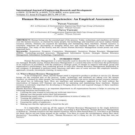 Human Resource Competencies: An Empirical Assessment