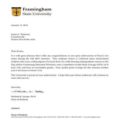 Your Dean's List Letter 1-1631_Part490 | PDF