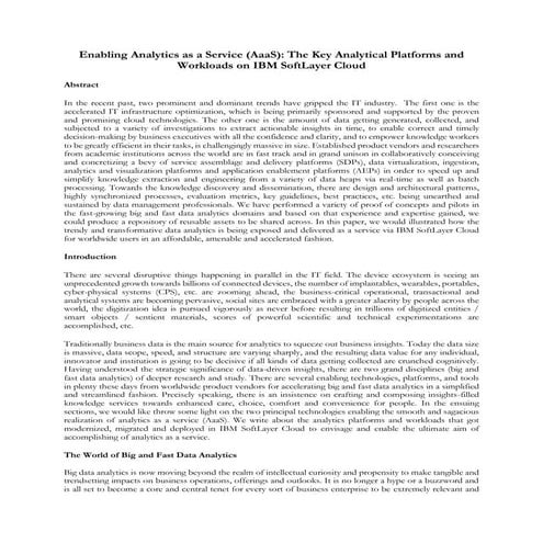 Analytics as a Service in SL