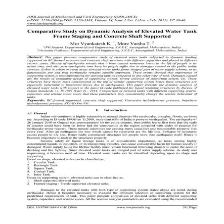 Comparative Study on Dynamic Analysis of Elevated Water Tank Frame Staging an...