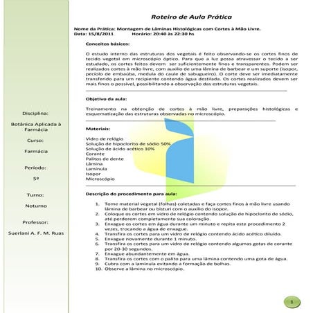 Prática: Montagem de Lâminas Histológicas com Cortes à Mão Livre