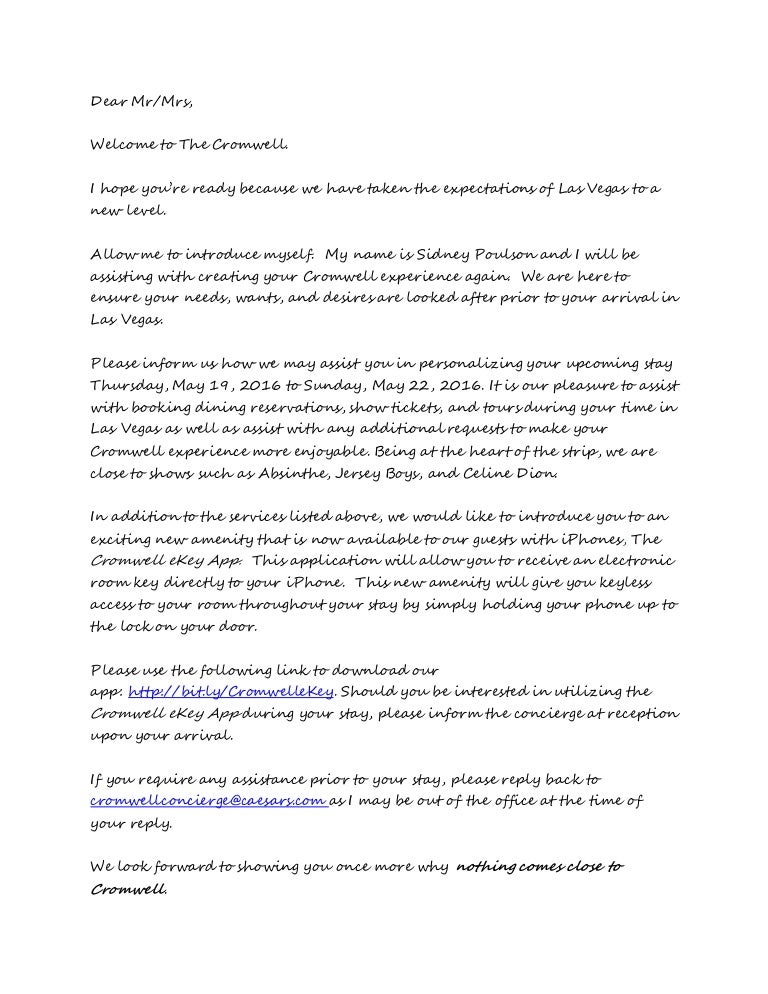 guest letter first time