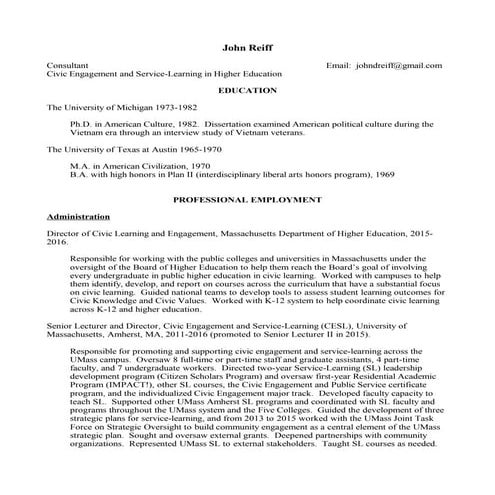 C.V. John Reiff August 2016