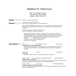 Resume of Matthew McEowen