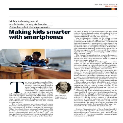 Africa Business Smarter Kids with Smartphones June 2016 Haggard