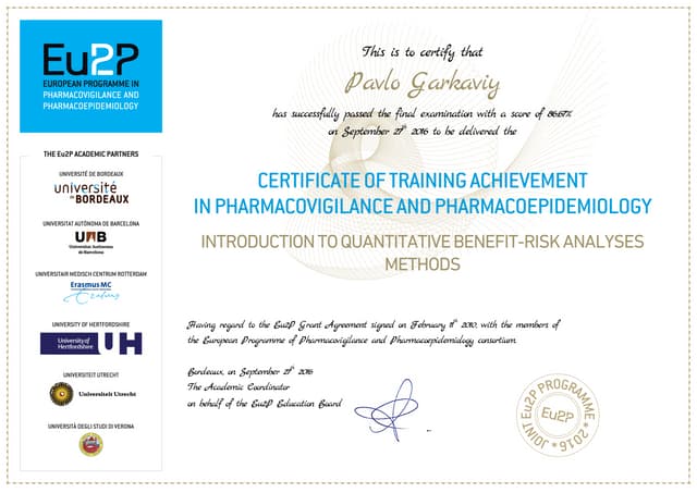 Garkaviy_Eu2P_PV and Pharmaepidemiology_Intro to Quantitative Benefit-Risk An...