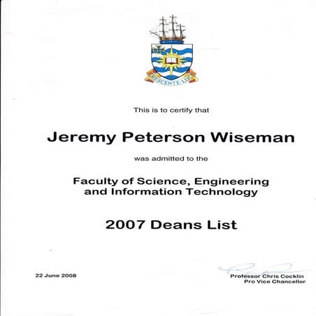 JCUInformationTechnology2007DeansList