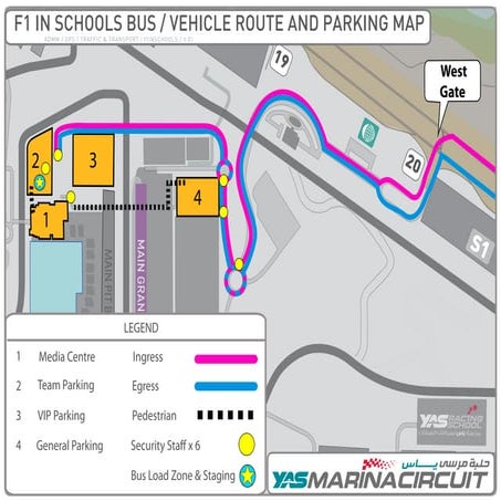 F1 in schools bus vehicle route  parking map v02