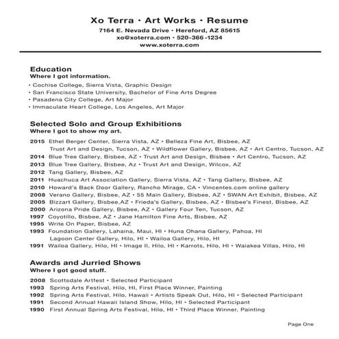 Art Resume.XoTerra 2015