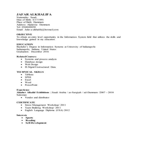 Jafar Alkhalifa CV