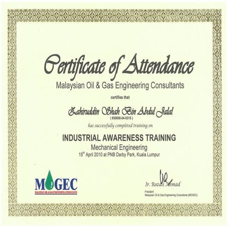 Course-Industrial Training MOGEC