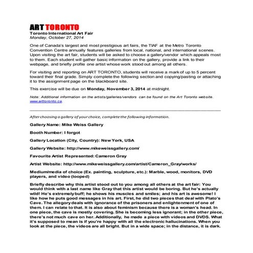 ArtGallery; The Art Gallery of Onitariio/Predictive Programming Gallery of On...