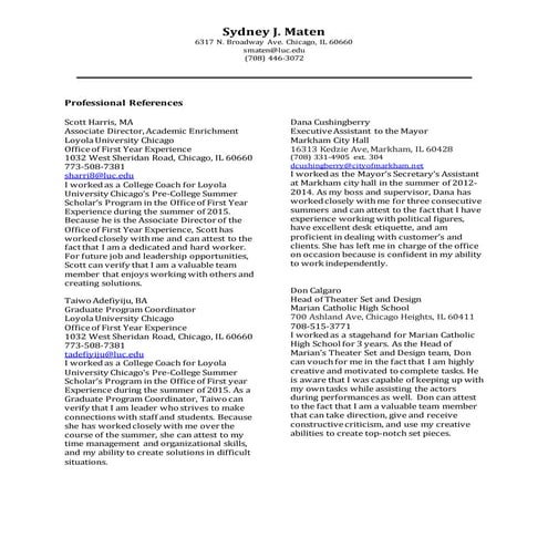 Professional Refernce List | DOCX